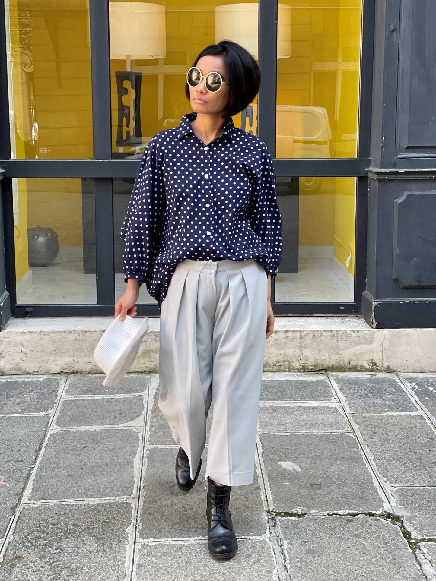 Pantalon large raccourci