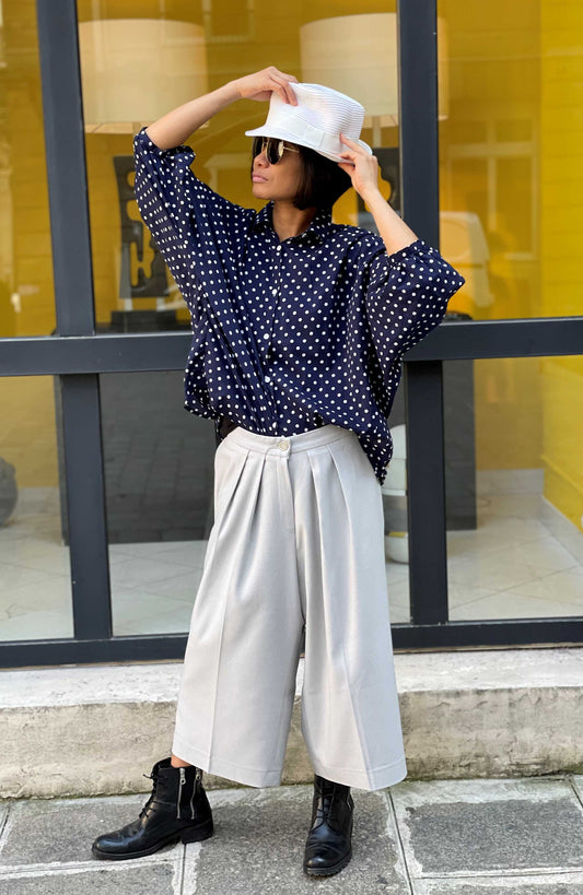 Pantalon large raccourci