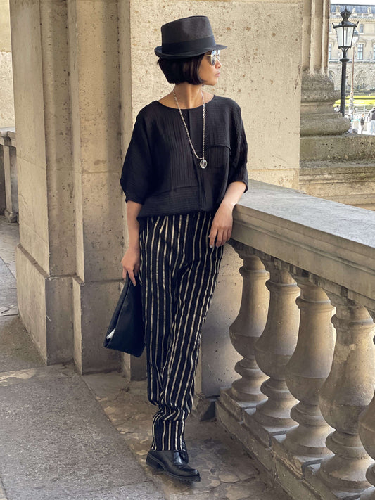 Pantalon rayures dorées