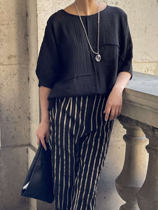 Blouse ample plissée noire