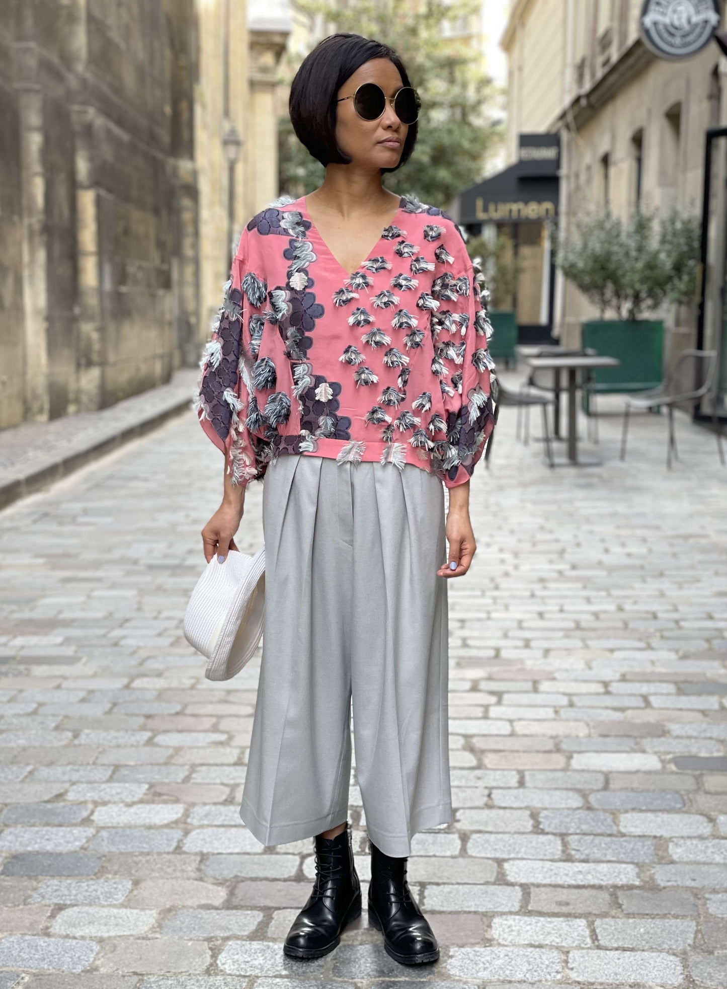 Pantalon large raccourci